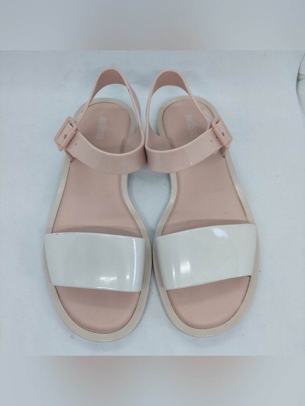 Melissa Mar Sandals Double Strap Pink Beige Womens Size 8 Summer Casual Shoes